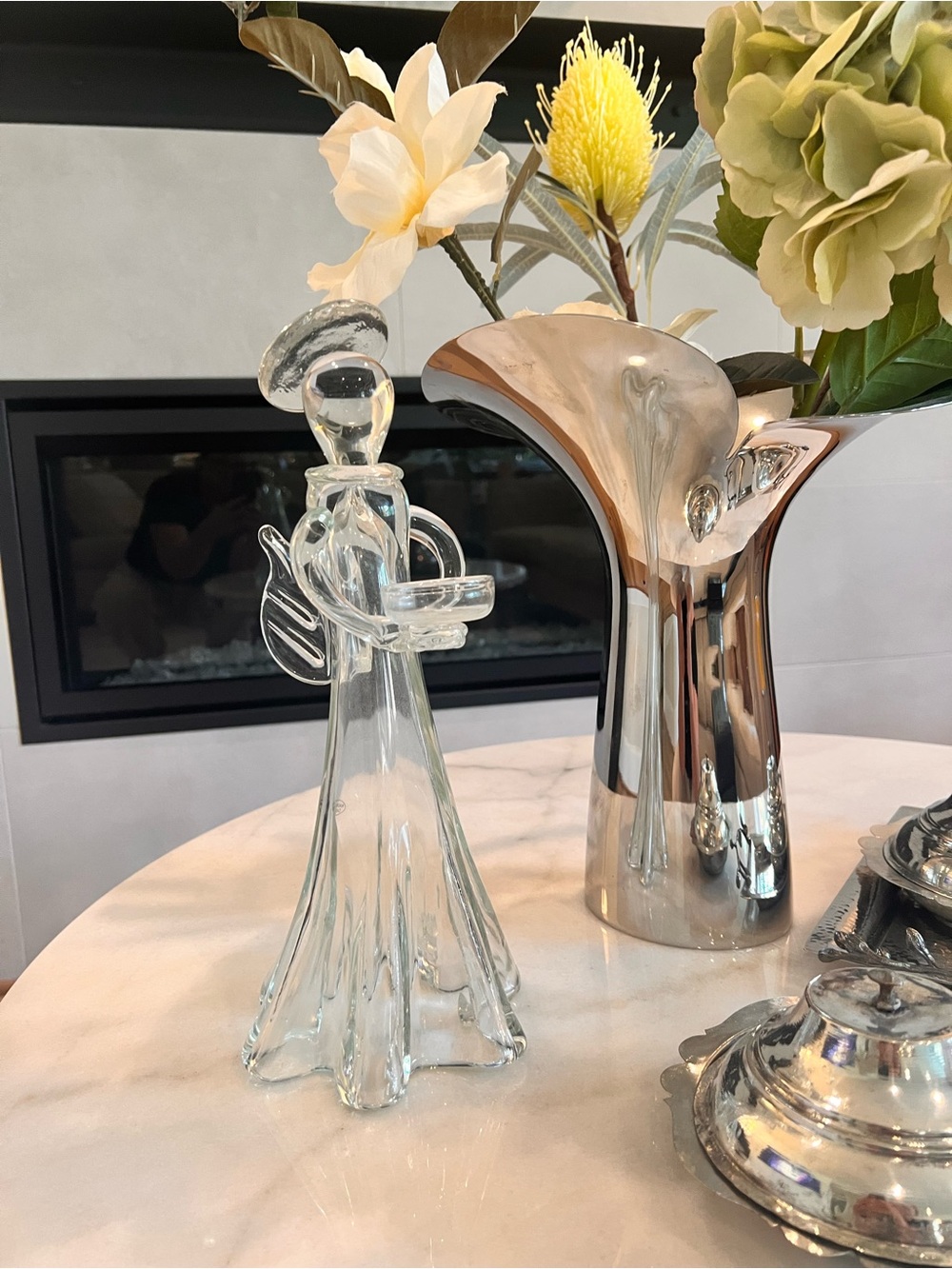 Clear Glass Angel Figurine Candle Holder - Clear